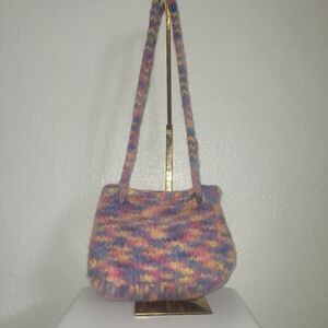 NWOT MulticolorHand-Knitted Felt Merino Wool Women's  Double Handle Bag